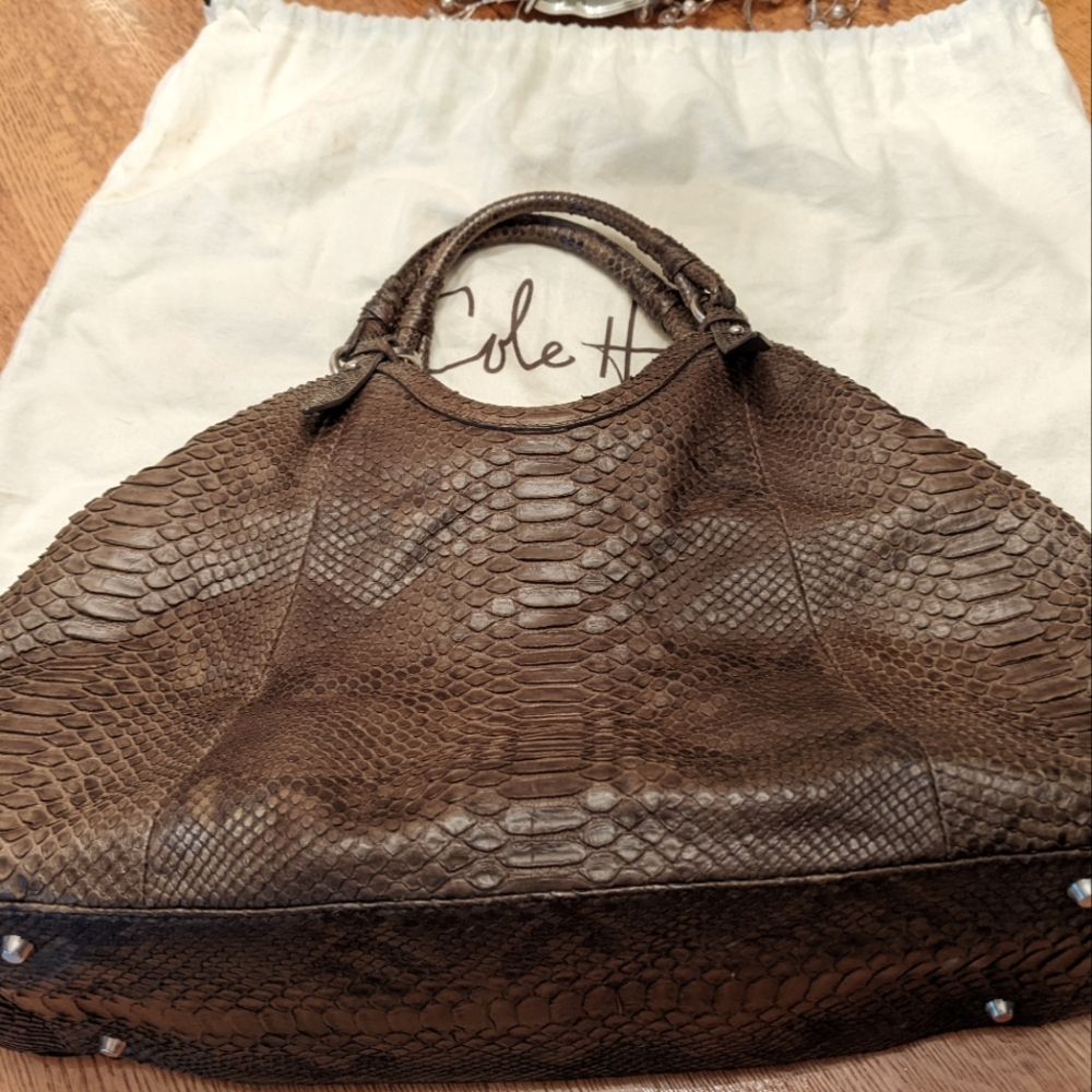 NWT Cole Haan REAL Green Python.Handbag
